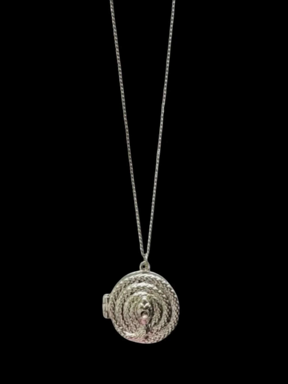 NEW Bebe Silver Round Snake Charm Locket Necklace